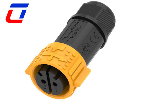 高電圧600V IP67 防水電源接続器 2ピン 電機用