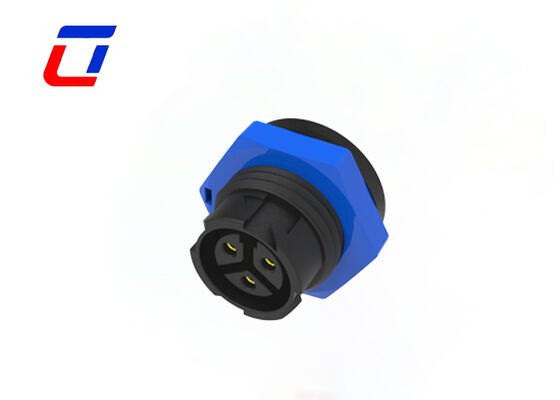 3ピンの防水パネルマウントコネクタ M16 プッシュロックパワーコネクタ