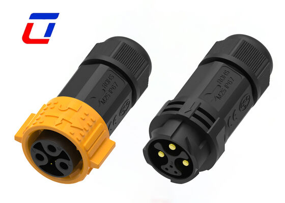 3+3 Pin M25 Signal And Power Connector Plastic PA66 Wire To Wire Plug Connectors