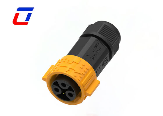 3+3 Pin M25 Signal And Power Connector Plastic PA66 Wire To Wire Plug Connectors