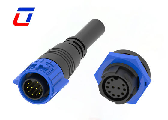 M19 11 Pin Waterproof 300 Volt Cable Connectors PA66 Push Pull Data Connectors