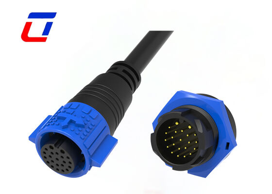 2+20ピン M19 鋳型ケーブルコネクタ 中国製 産業用防水電源データコネクタ