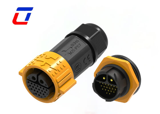 M25 自閉式 クイックコネクト 円形 22Pin 青銅 金色 多ピン IP67 防水