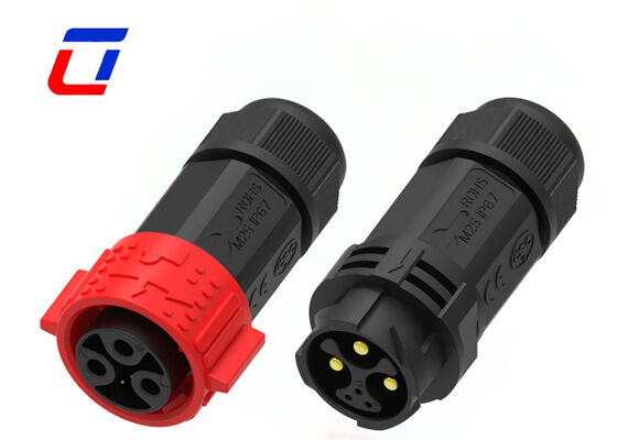 M25 3+3 ピンパネル マウント パワー信号接続 プッシュロック 300V接続 防水