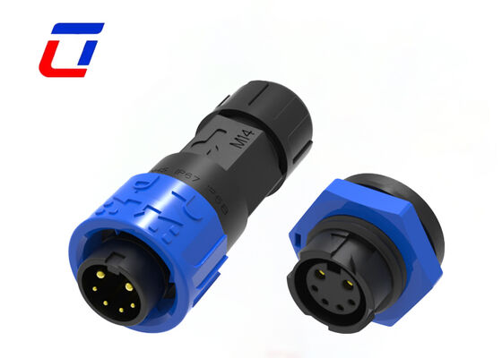 M16 2 + 4 ピンプラスチック丸形コネクタ 300V 防水屋外電気信号コネクタ