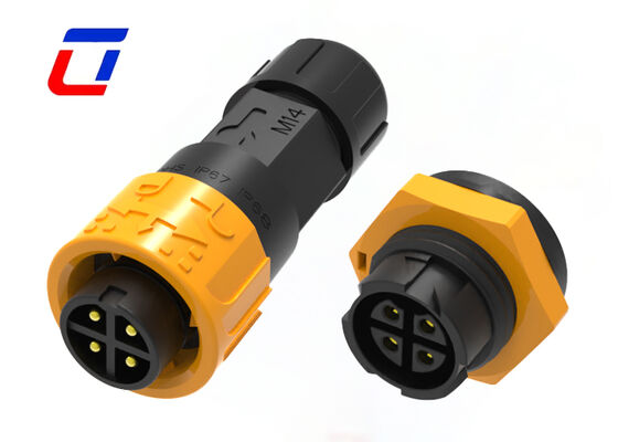 10A M16 4ピン IP67 電源接続器 300V 男性から女性 防水速接続器