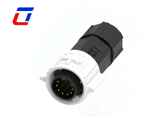 低電圧 300V M19 8ピン円形接続器 PA66 防水プッシュロックデータ接続器