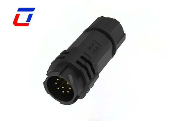 低電圧 300V M19 8ピン円形接続器 PA66 防水プッシュロックデータ接続器