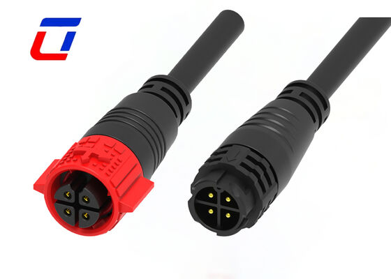 20A PA66 4ピン ワイヤー・トゥ・ワイヤーコネクタ M19 プッシュロック IP67 防水電源コネクタ