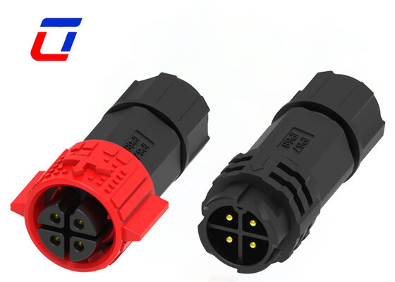 20A PA66 4ピン ワイヤー・トゥ・ワイヤーコネクタ M19 プッシュロック IP67 防水電源コネクタ