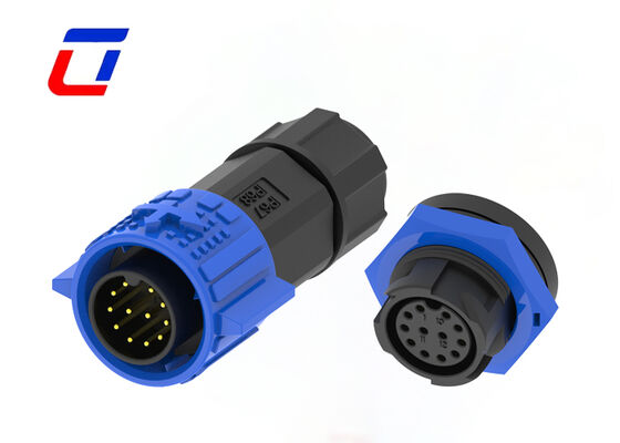 M19 12ピン 300V IP67 円形プラスチックコネクタ プッシュロック 防水データコネクタ