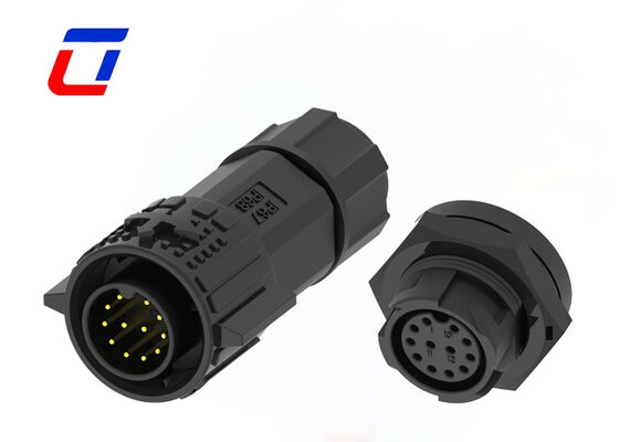 M19 12ピン 300V IP67 円形プラスチックコネクタ プッシュロック 防水データコネクタ