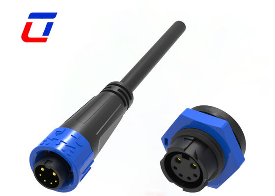 300V M16 2+4ピン 20A 信号・電源コネクタ IP67 成形ケーブルコネクタ