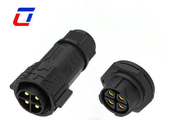 高電流 50A M25 4ピン 男性から女性接続器 PA66 プラスチック円形接続器