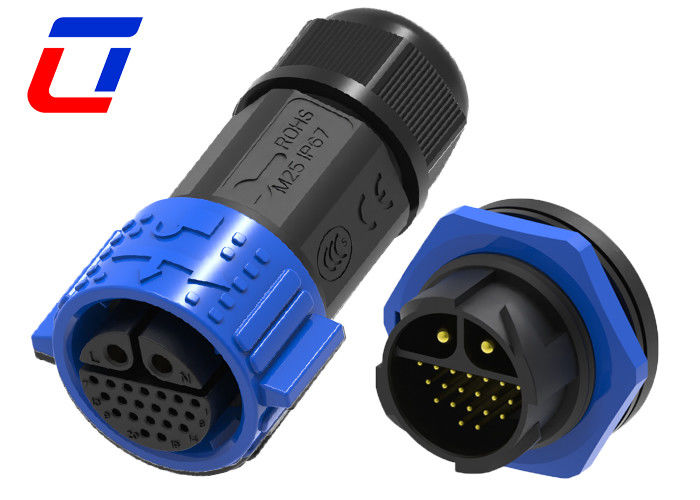 40A 2ピン 高電流電源接続 20ピン 防水データ接続 IP67