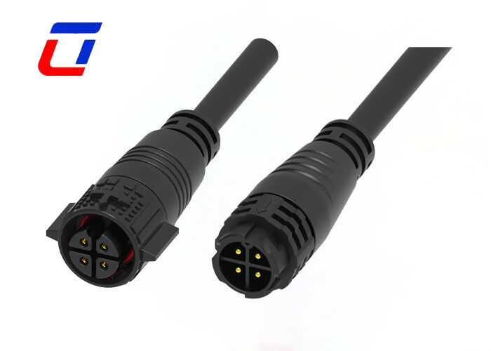 300V 15A IP67 防水 M19 4ピン オス-メス 屋外電源コネクタ