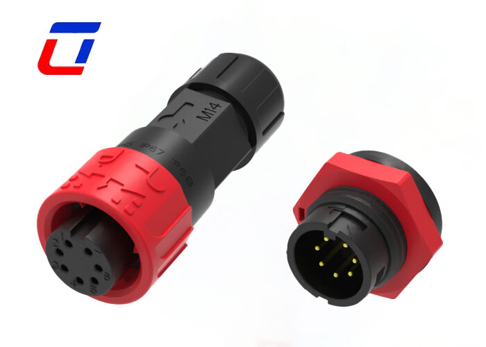 IP67 M16 7 ピン 300V 低電圧 LED コネクタ円形オスメスコネクタのサイズ