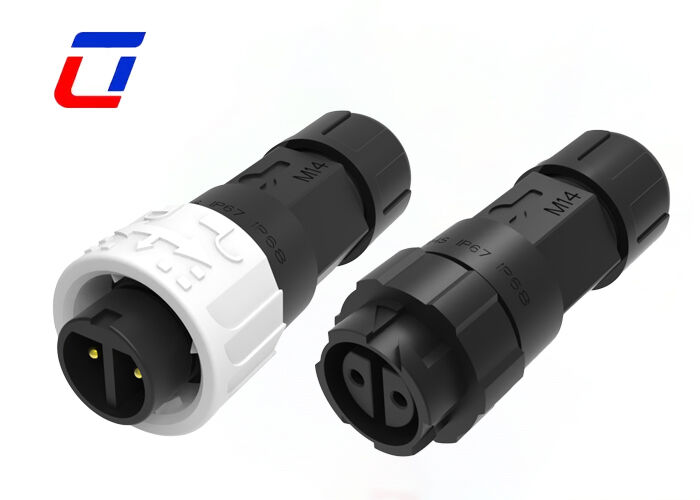 IP67 M16 10A 2ピン防水コネクタ ODM プッシュロック 円線電源コネクタ