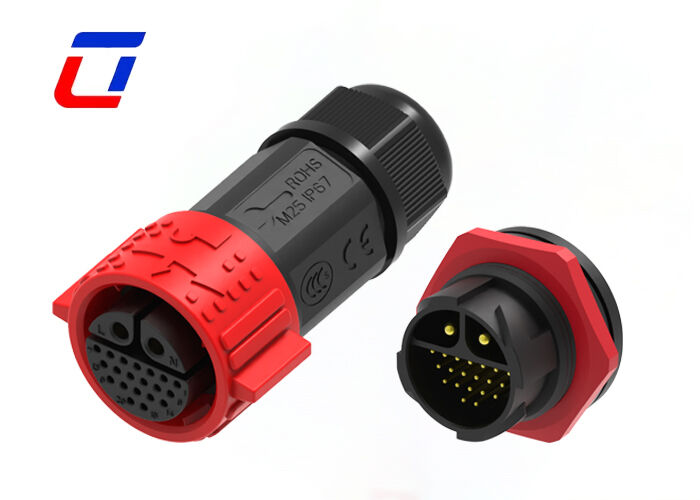 M25 自閉式 クイックコネクト 円形 22Pin 青銅 金色 多ピン IP67 防水