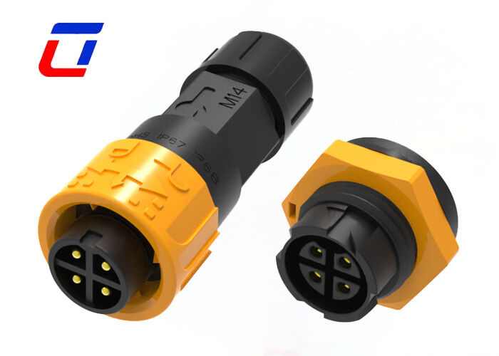 10A M16 4ピン IP67 電源接続器 300V 男性から女性 防水速接続器