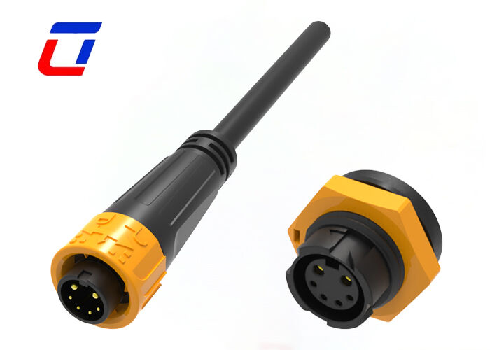 300V M16 2+4ピン 20A 信号・電源コネクタ IP67 成形ケーブルコネクタ