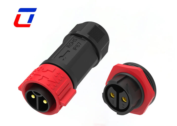 50A 高電流PA66 2ピンパネル 搭載電源コネクタ プッシュロック 600V 丸いコネクタ